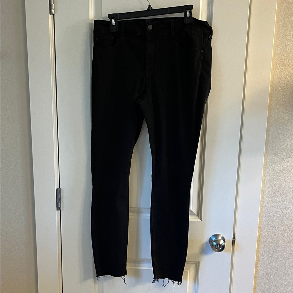 NYDJ Ami Skinny Ankle Jeans Black Size 14 Lift Tuck Raw Hem